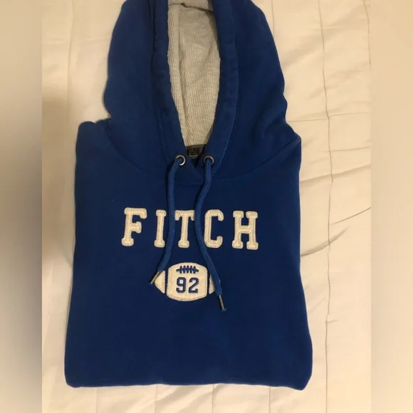 Abercrombie & Fitch Royal Blue Hooded Sweatshirt with White Logo - Picture 4 of 5